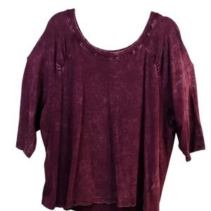 EUC Burgundy Mineral Wash Dolman Sleeve‎ Top Oversized Relaxed Fit XXL